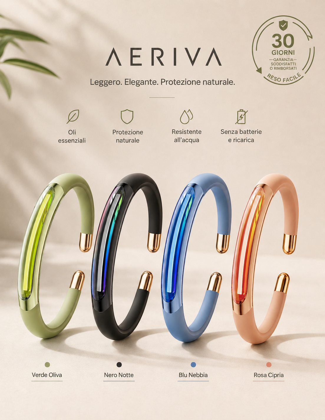 AERIVA™ Comfort Band – Braccialetto antizanzare per estate, viaggi e attività all’aperto