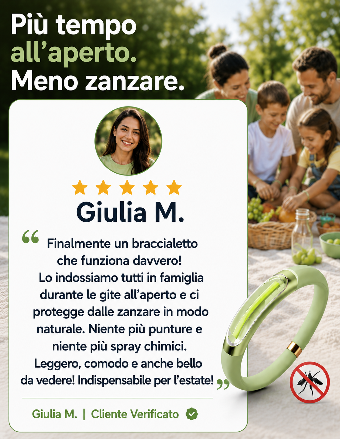 AERIVA™ Comfort Band – Braccialetto antizanzare per estate, viaggi e attività all’aperto